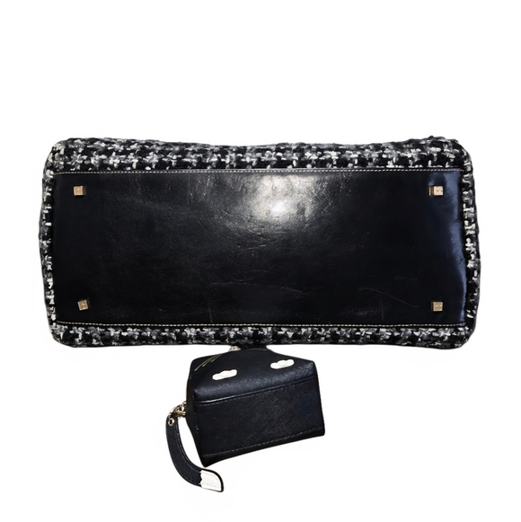 Kate Spade Houndstooth Bag+Jazz Things Up Cat Coin Purse And Dustbag - Picture 6 of 17